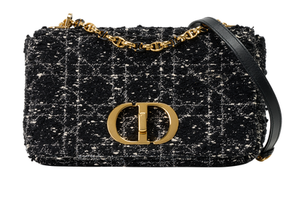 Medium DiorCaro, &pound;2,600, Handbags, Black, Fabric/Leather, Front view